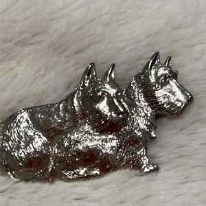 Vintage Silver Scottie Dogs Brooch- New